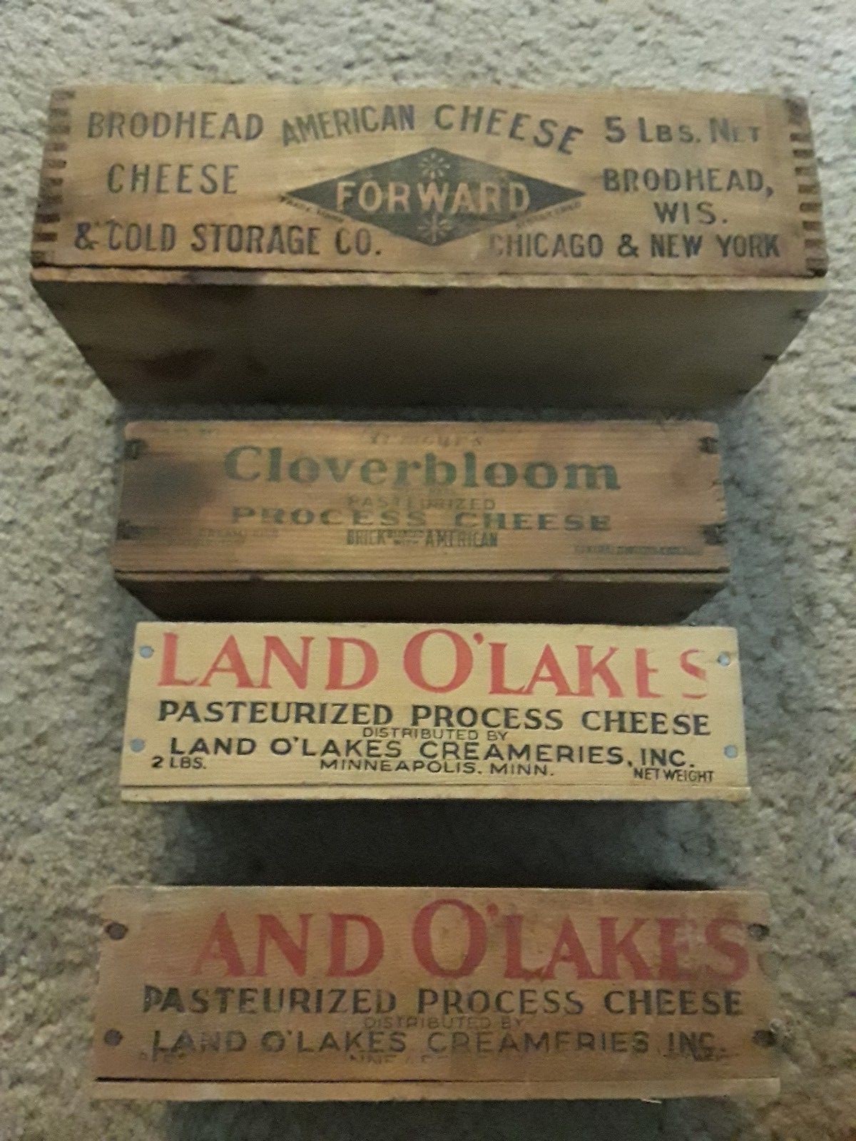 Lot Of 4 Wood Cheese Box’s Land O Lakes,cloverbloom,Forward