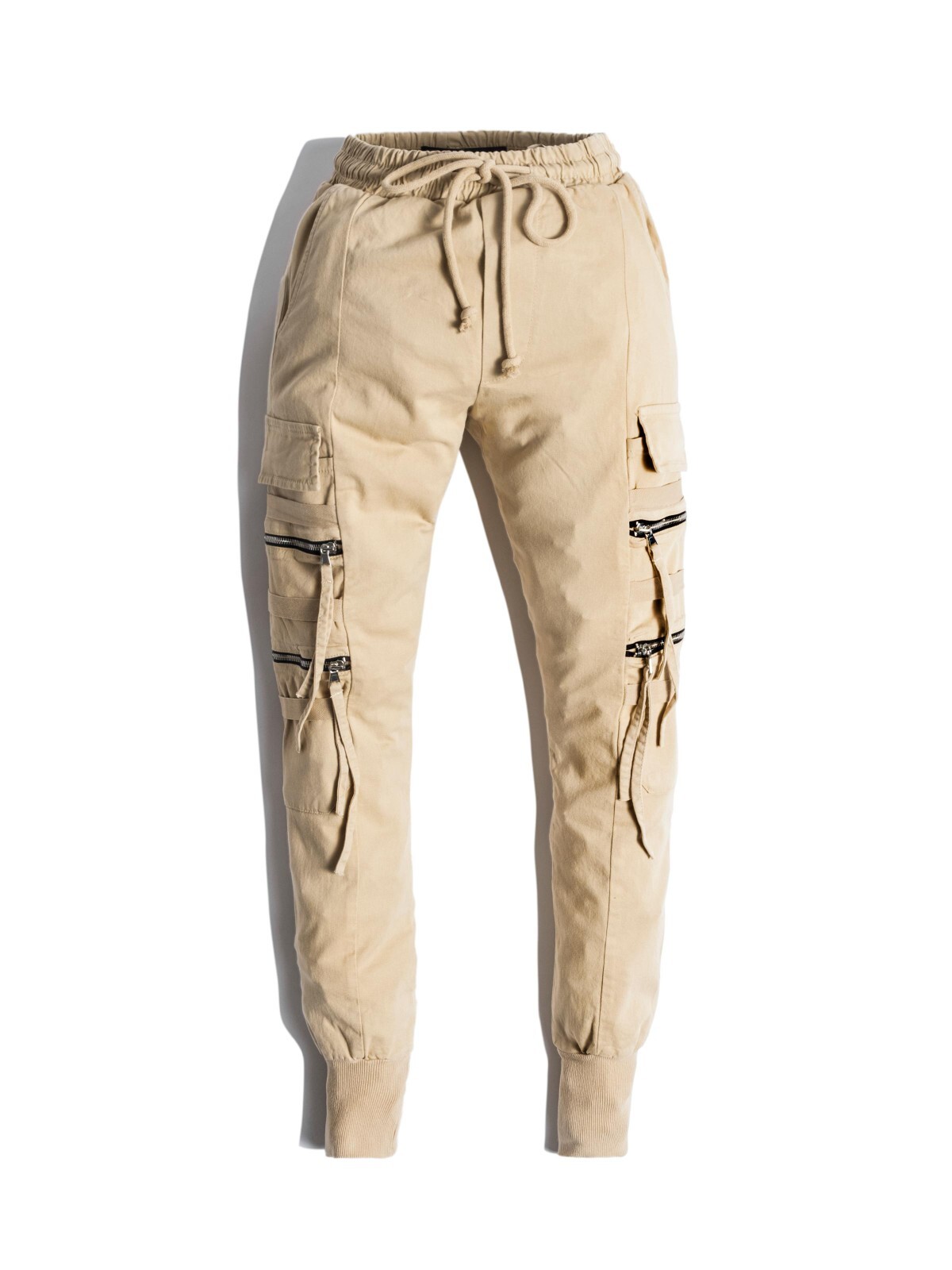 【DISCERNMENT】Tansy Zipper Cargo Pants Wide-Leg Cargo Pants with Oversized Pleated Pockets and