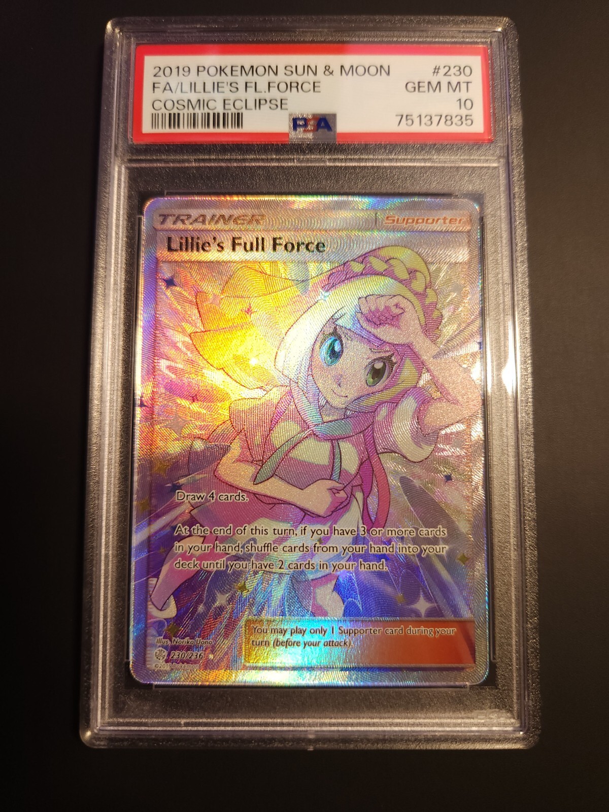 2019 Pokemon Lillie's Full Force Cosmic Eclipse 230/236 PSA 2019 Pokemon Lillie's Full Force Cosmic Eclipse 230/236 PSA