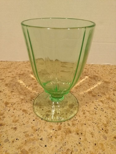 Vintage f Vaseline Glass Ribbed Tumbler Sherbets
