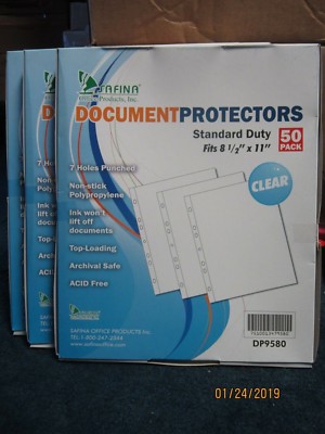 Lot Of 3! 50 Pack Sheet Protectors Standard Duty Fits 8 1/2'' x 11'' 3 Total 150pc