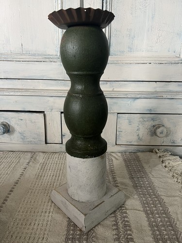 Large Primitive Candlestick Made From Old Table Leg