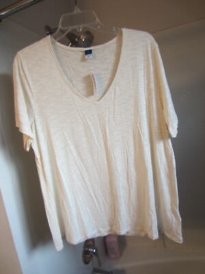 NWT women's short sleeved top Old Navy Size L Luxe beige pullover