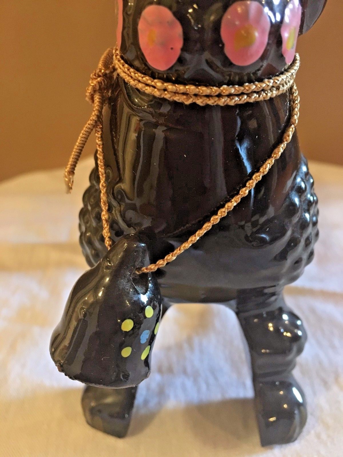 Black Poodle Porcelain /W Bell/Opening On Back With Lid