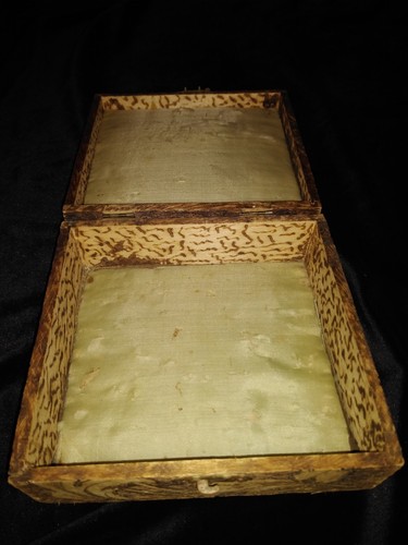 Antique Square Flemish Carved pyrography Wooden Box