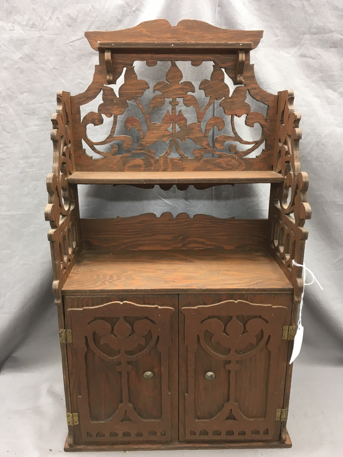 Victorian Hutch & Chairs Doll Furniture Childs Play Wooden Folk Carved {DD418}