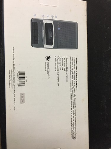 Radio Shack CTR-111 Vox Voice Activation AC/Battery Cassette Portable Recorder