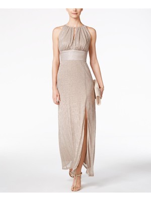 

R-M RICHARDS Женское бежевое вечернее платье макси без рукавов с каплевидной вырезкой, Бежевый