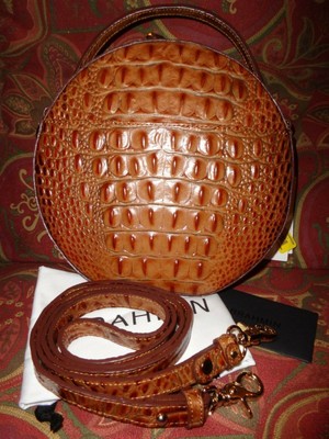NWT BRAHMIN LANE TOASTED ALMOND CROCO EMBOS LEATHER CROSSBODY BAG msrp $245