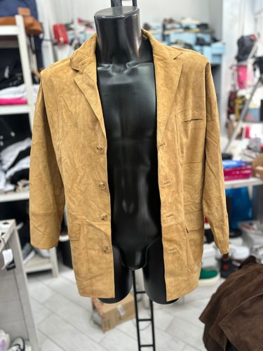 Barone Firenze Used Leather Jacket Men Size 46 Camel LLV514