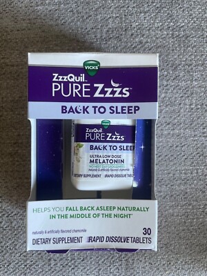 Vicks ZzzQuil Pure Zzzs Back To Sleep Tablets, 30 Tablets, Exp: 12/2023