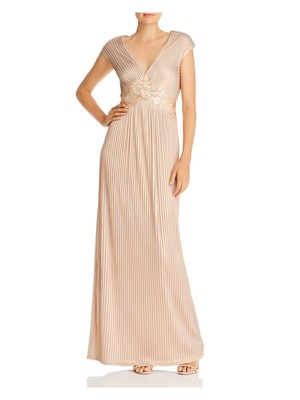 

TADASHI SHOJI Женское золотистое длинное вечернее платье без рукавов со складками гармошкой, Золотой