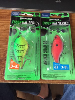 LOT OF 2 SPRO CRANKBAITS HUNTER 65 SB & ARUKU SHAD 65 W/GAMAKATSU TREBLES NIPS