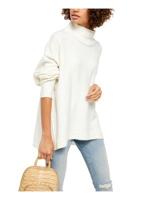 

Женский белый свитер с высоким воротником и длинными рукавами FREE PEOPLE