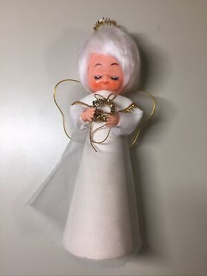 Vintage Angel White Hair Christmas Tree Topper Japan Super Cute