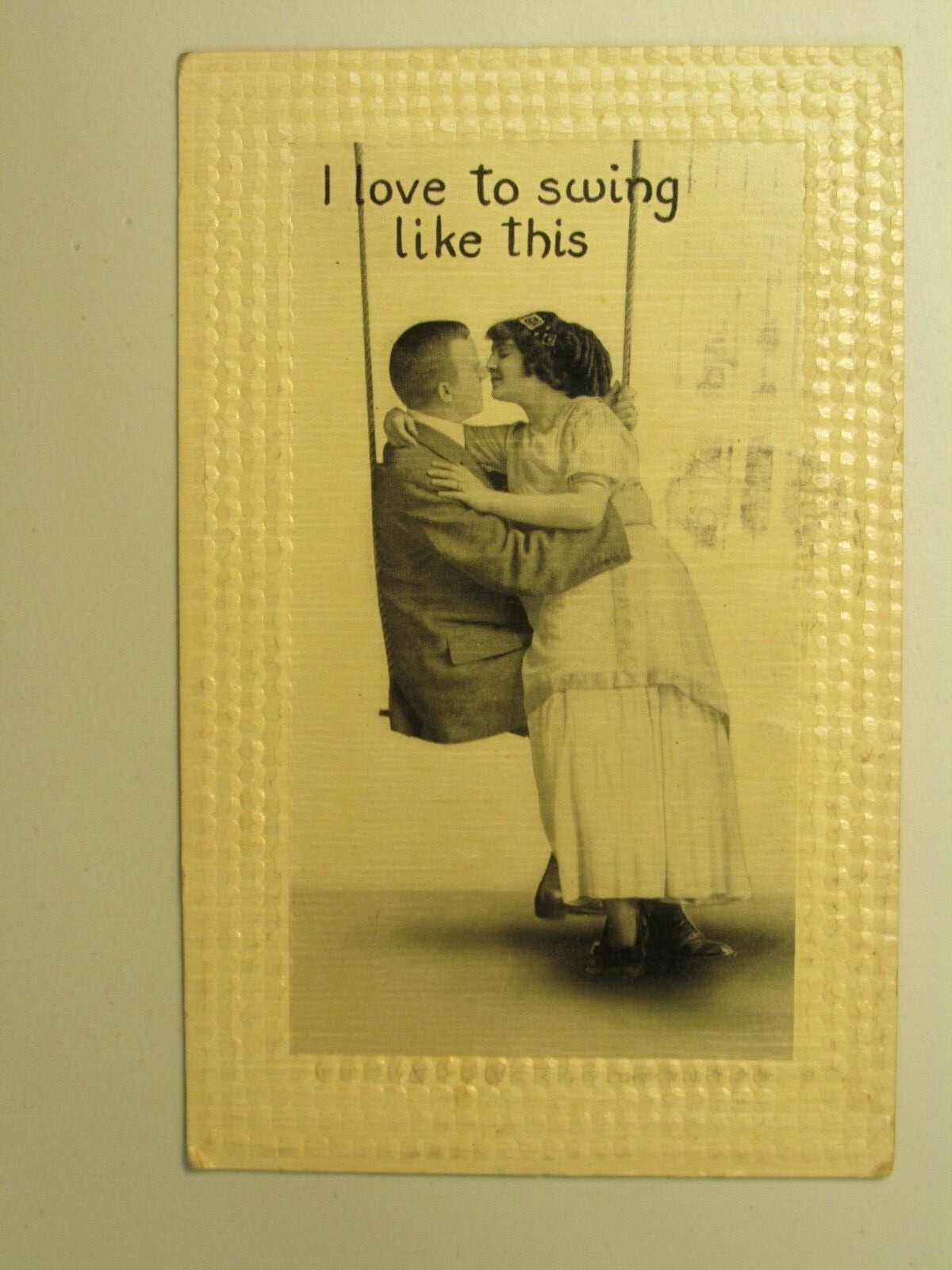 L580 Postcard Man Woman I love to swing like this romantic