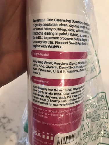 Earwell VetWell Otic Cleaning Solution For Ears W/ Aloe Dogs And Cats