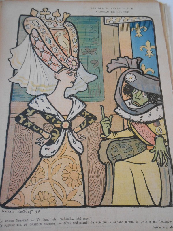 1898 Original Print Caricature Les Belles Dames Ysabeau De BaviÃ¨Re