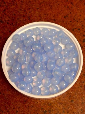 8mm Czech Glass Druk Beads Baby Blue Opal 36 Pieces