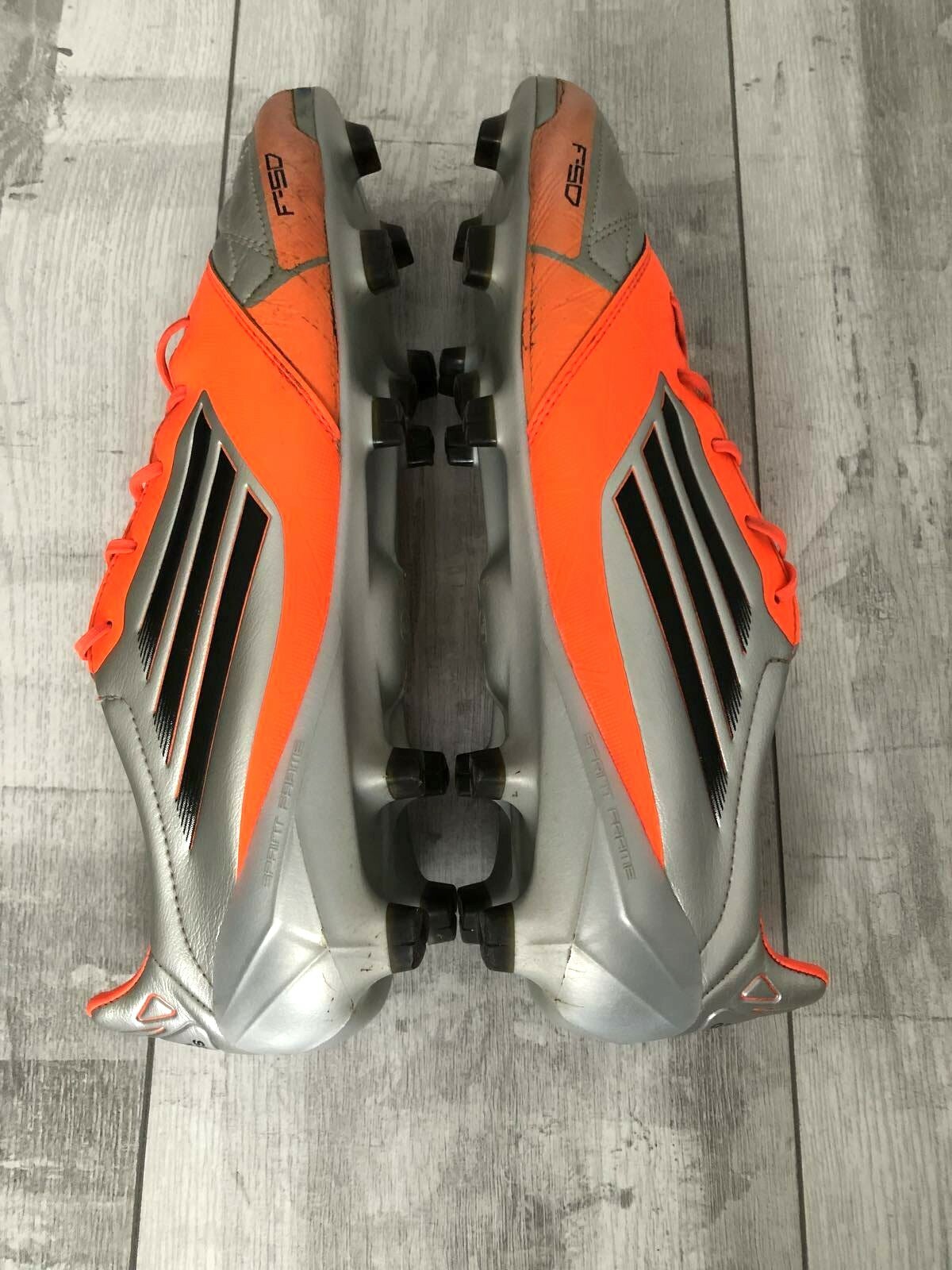 Adidas F50 Adizero FG Orange Silver Leather Football Cleats Adidas F50 Adizero FG Orange Silver Leather Football Cleats