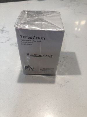 TATTOO ARTIST. Puncture needle Piercing 14g 1.6mm Box Of 100 Tri-Beveled Med Grd