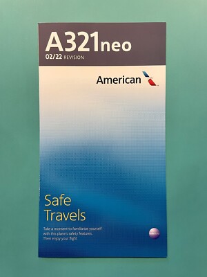 AMERICAN AIRLINES SAFETY CARD--AIRBUS 321 NEO GREY