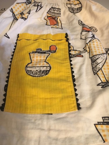 Vintage 50's Reversible Retro Novelty Print Half Apron