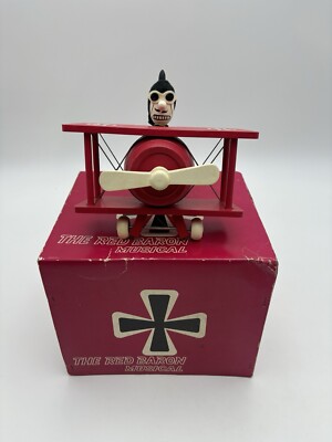 Schmid 1968 Snoopy's THE RED BARON Wooden Music Box- MUSIC STOPS PLAYING PLAYING