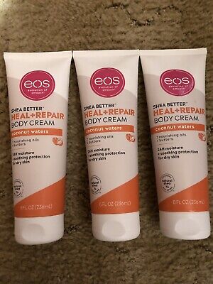 3 ~ eos Shea Better HEAL + REPAIR BODY CREAM ~ Coconut Waters ~ 8 oz each  WL