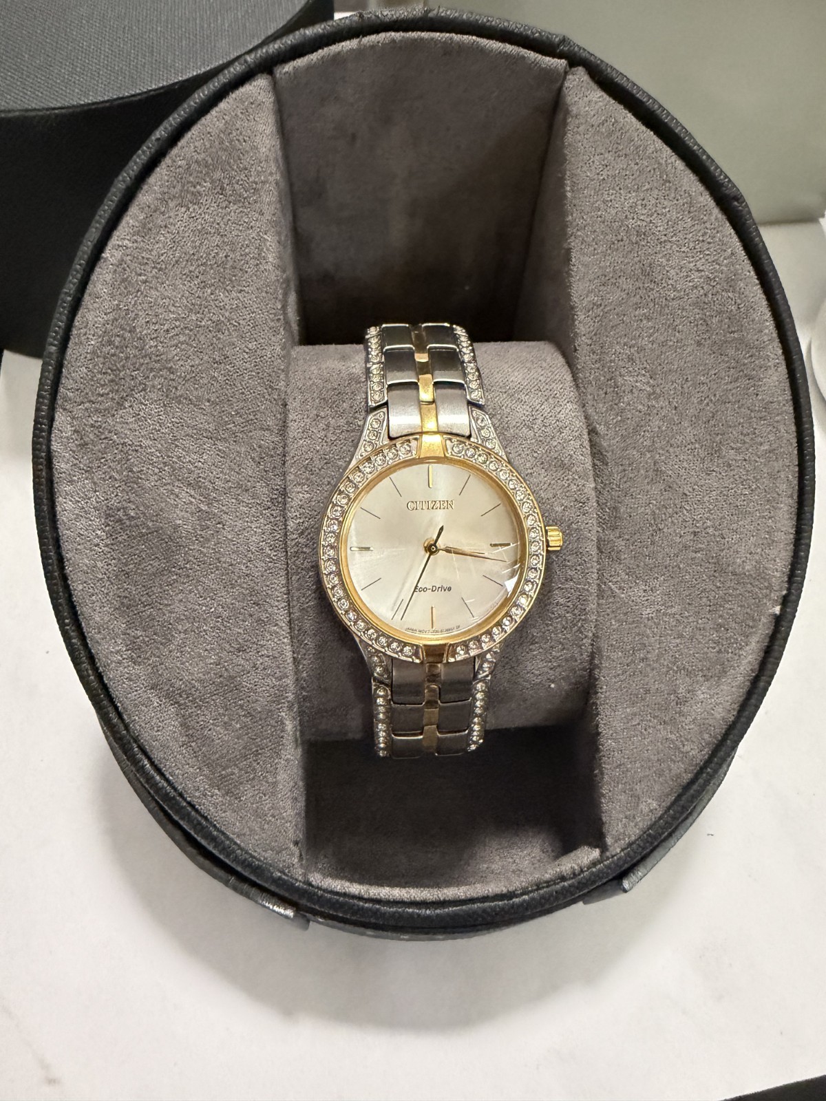Citizen Eco-Drive FE2064-52A Women's Crystal Accent Two-Tone Bracelet 28mm Watch