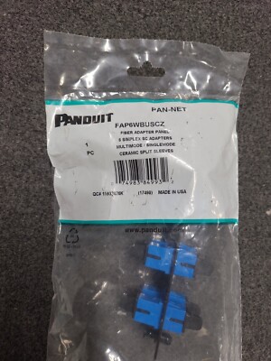 Panduit FAP6WBUSCZ Panel 6 SC Simplex Adapters Singlemode/SM OS1/OS2 Blue