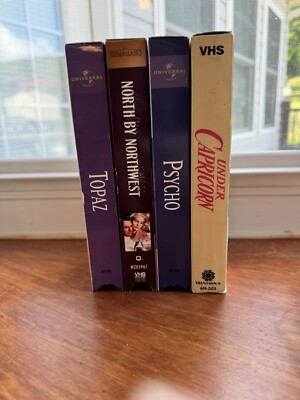 4 VHS Hitchcock Classics Psycho, Under Capricorn, Topaz, North By Northwest