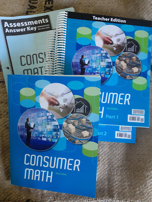 BJU Press Consumer Math Set 3rd edition - Like New - Please Read