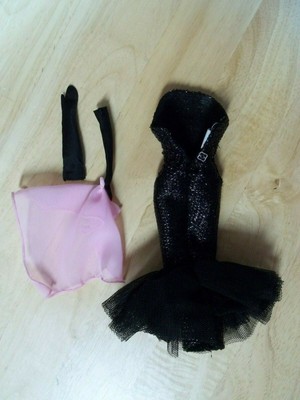 NEW REPRODUCTION BARBIE SOLO IN THE SPOTLIGHT BLACK GOWN-SCARF & GLOVES-REPRO
