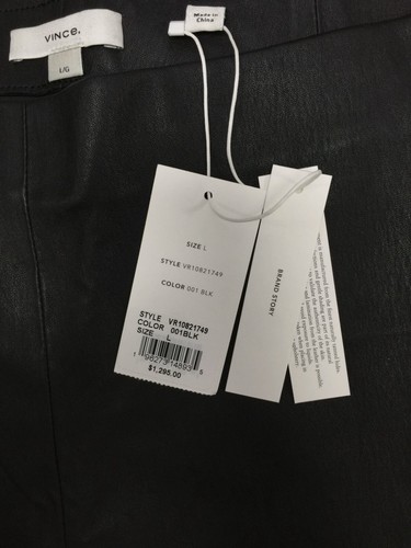 Pre-owned Vince $1296  Women's Black Leather Crop Leggings Pants Size Large
