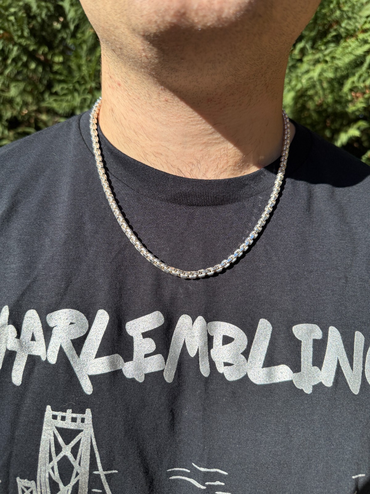 Real 925 Sterling Silver 5mm Men's Puff Box Rolo Hermes Link Chain Necklace