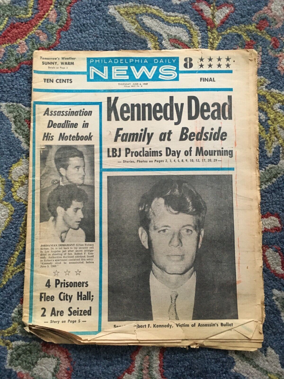 Philadelphia Daily News Newspaper June 6 1968 Death Philadelphia Daily News Newspaper June 6 1968 Death