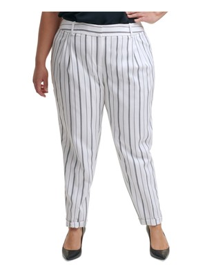 

CALVIN KLEIN Женские белые эластичные брюки в полоску с карманами для работы Plus, Белый, X03PS513