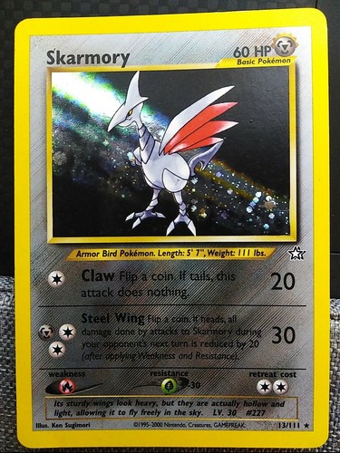 Skarmory 13/111 Holo Rare Neo Genesis Pokemon Card 1995-2000 Skarmory 13/111 Holo Rare Neo Genesis Pokemon Card 1995-2000