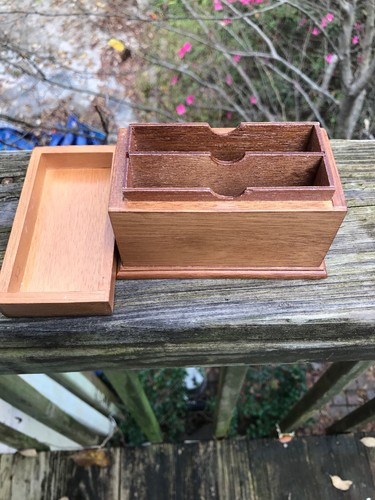 Wooden Double Deck Playing Card Box Case Storage Holder