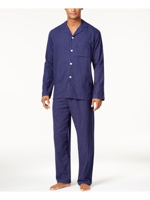 

CLUBROOM Мужская темно-синяя пижама на пуговицах с прямыми штанинами, пижамы, Navy