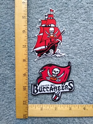 LOT OF 2 AWESOME TAMPA BAY BUCCANEERS PIRATE SHIP NFL FOOTBALL   IRON ON PATCHES