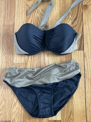 Venus Black And Gold Bikini Bottoms Size 8 Top Size D