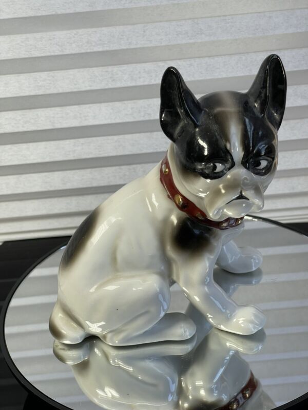 SUPER SNEAKY Ceramic Boston Terrier Figurine Made in Japan Porcelain