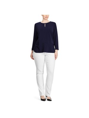 

LAUREN RALPH LAUREN Женский темно-синий топ с разрезом и длинными рукавами Petites, Navy