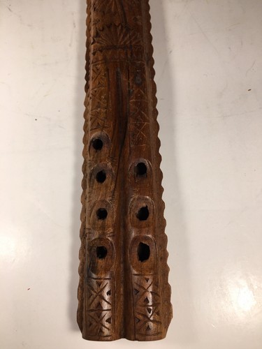 Vintage Hand Carved Double Barrell Wood Flute