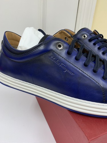 Pre-owned Ferragamo Salvatore  'newport' Royal Blue Sneakers Shoes 7 Eee $635 Lace Up