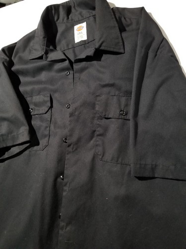 DICKIES Black Short Sleeve Twill WORK SHIRT Men's Size 2XL XXL