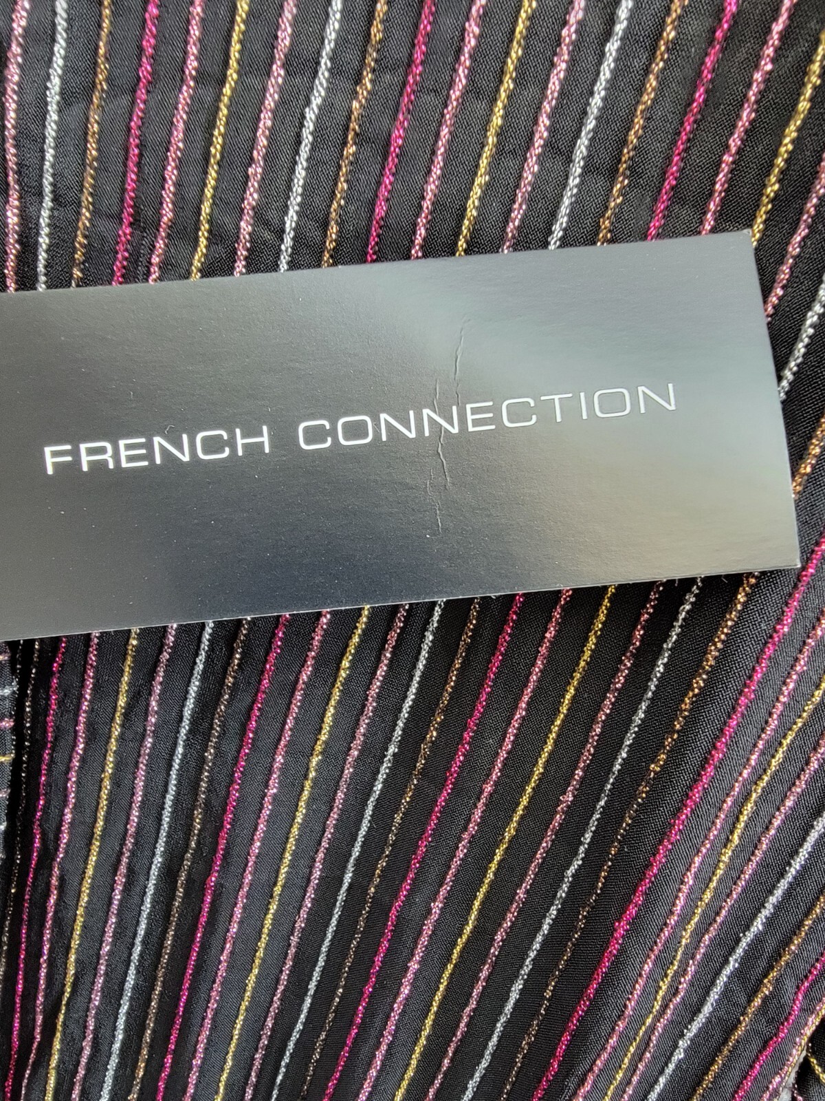 French Connection Paula Keyhole Midi Dress Women's XS Blackout Multi Round Neck - Picture 15 of 16