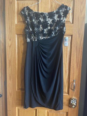 NWT! Misses Sz 10 Ruched Black/Nude Cocktail Dress!